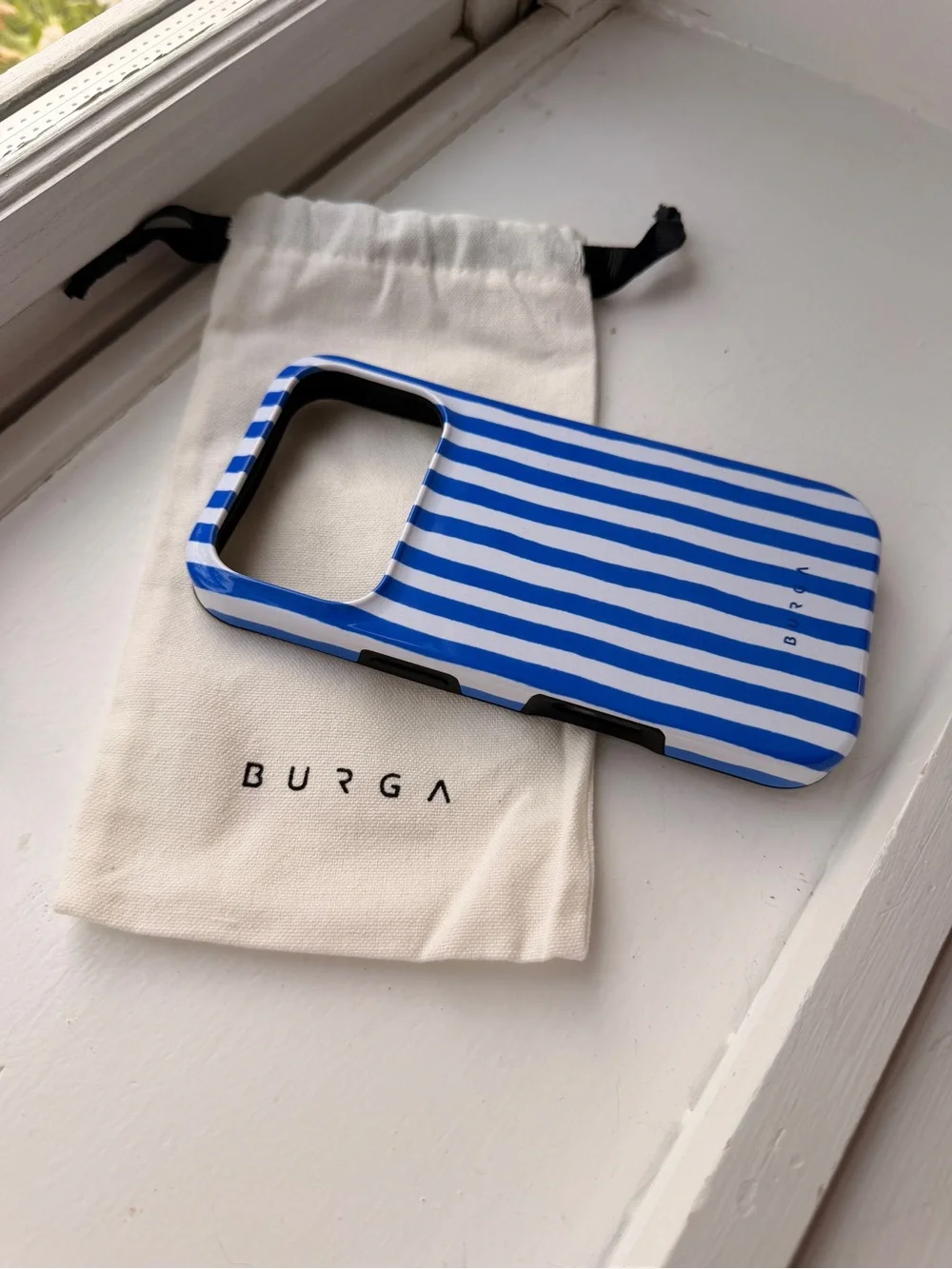 NWT Burga Kafenio Blue & White Stripe iPhone 17 Pro Case
